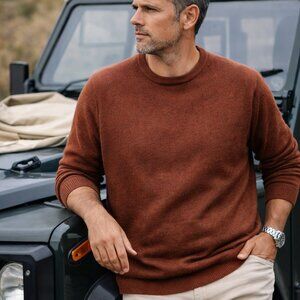 Rodd & Gunn Wool Cashmere Crewneck Pullover Sweater Brown